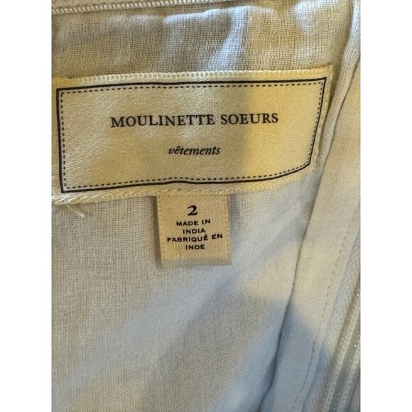 Anthropologie Moulinette Soeurs Dress Women 2 Blue Embroidered Strapless Elysian - Picture 10 of 12